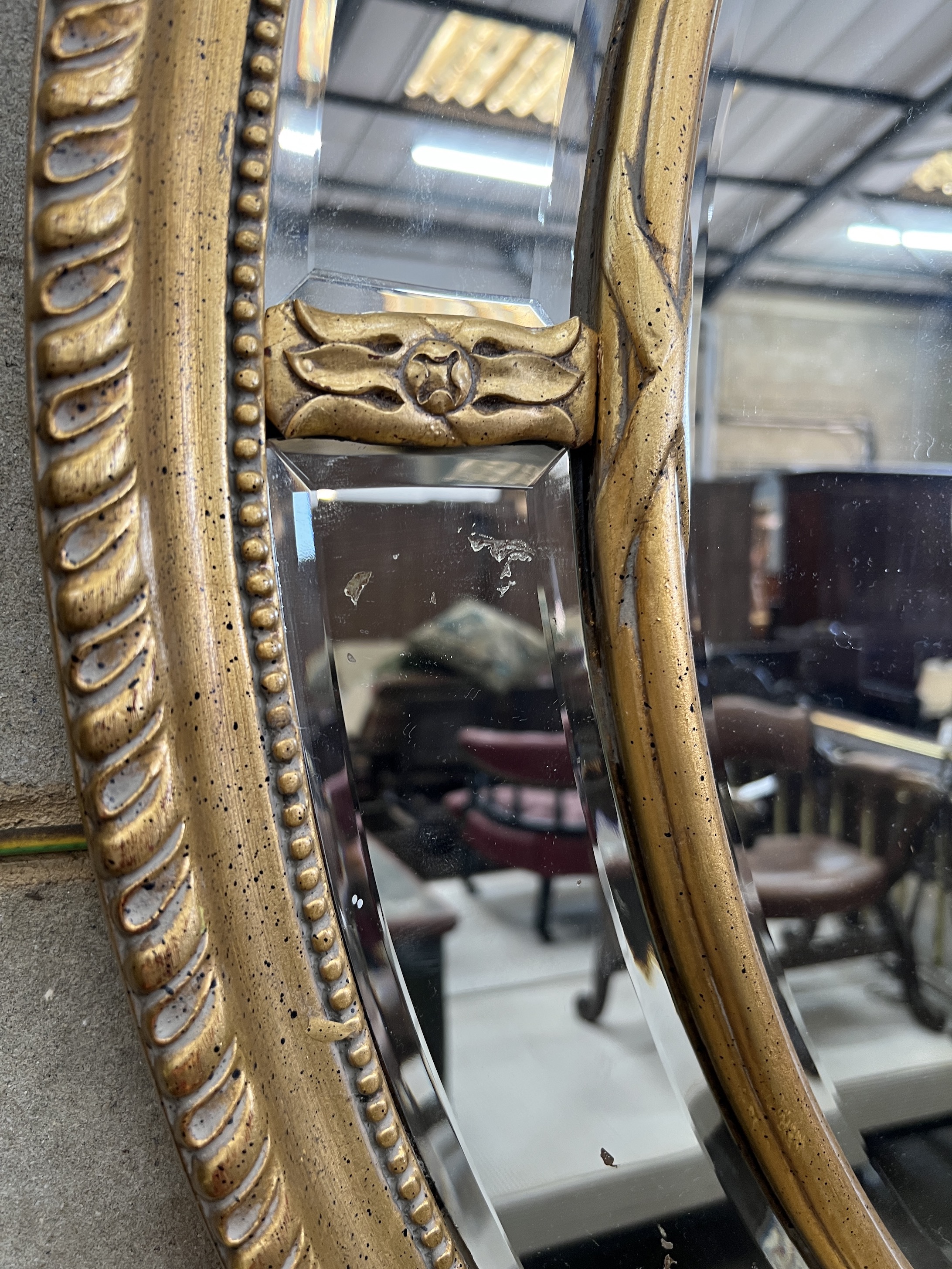 A Victorian style circular gilt composition marginal plate wall mirror, diameter 111cm